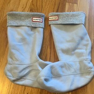 Hunter fleece Welly socks girls like new size XL US 4-6 gray silver sparkle